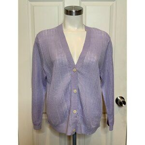 Theory Neo Sag Harbor Cropped Light Purple Button-Up Cardigan, Size L, NWT! $365